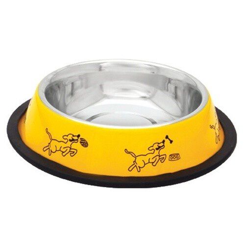 Comedero antideslizante de acero inoxidable amarillo para perros, , large Imagen numero 1