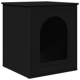 vidaXL Casa para Gatos Negro 53 x 52 x 62 cm Madera de ingenier&iacute;a