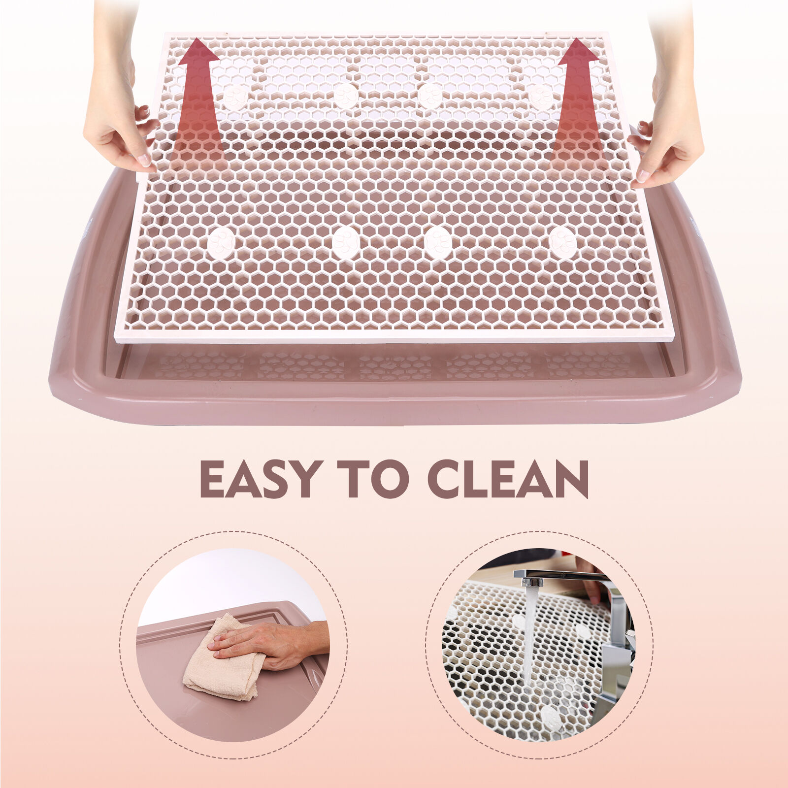 Nobleza - Bandeja de Entrenamiento WC para Perros, Soporte para Almohadilla para Mascotas, Inodoro de Pl&aacute;stico con Poste Extra&iacute;ble para Perros y Gatos, Color Marr&oacute;n, Talla S, (60,5 * 39,5) cm, , large Imagen numero 4