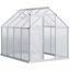 Outsunny Invernadero Policarbonato Aluminio de Jardín 190x253x199 cm 4,8m² Caseta de Exterior con Base Puerta Corredera y Tragaluce para Cultivo Plantas Semillas Transparente, , large indicador imagen numero 1