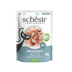 Schesir Atún con Merluza en Gelatina sobre para gatos