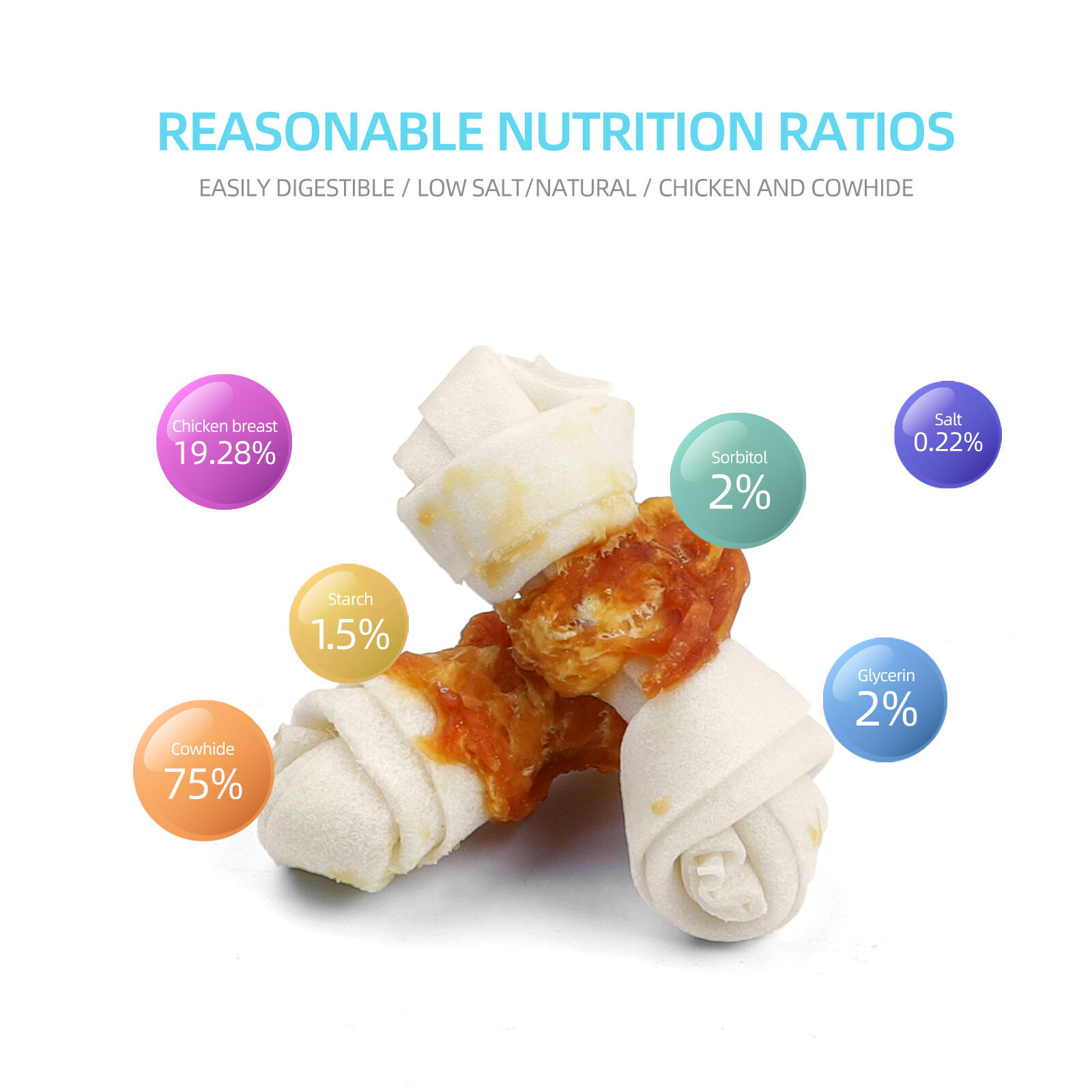 Nobleza- Hueso para Masticar con dise&ntilde;o de Pollo para Perros,  Pollo Envuelto Rawhide Huesos con Nudos, Materias Primas Naturales Seleccionadas Golosinas para Perros Naturales - 6 PCS / 600g, , large Imagen numero 2