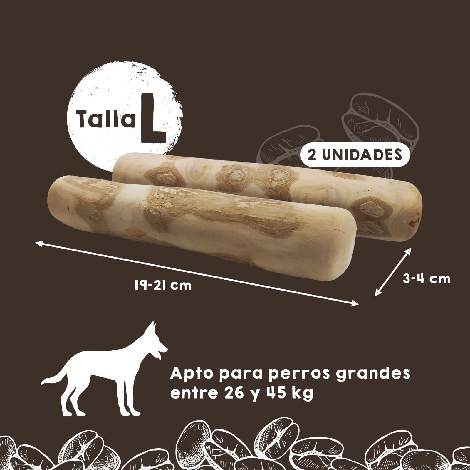 Madera de Caf&eacute; Natural para Perros - Talla L - 2 uds, , large Imagen numero 3