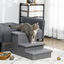 PawHut Escalera para Mascotas de 3 Peldaños Escalones para Perros Gatos con Tapas Abribles y Espacio de Almacenamiento 63,5x42,5x40,5 cm Gris, , large indicador imagen numero 2