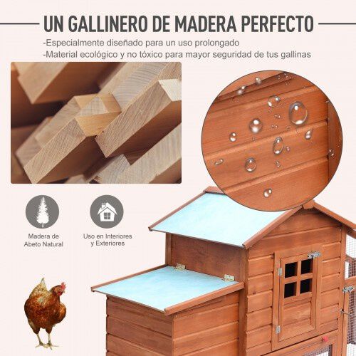 Gallinero PawHut  de madera para exterior color Madera, , large Imagen numero 5