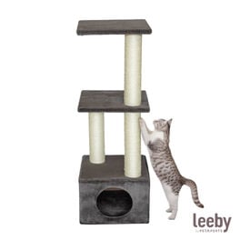 Leeby Colette DoubPost torre rascador con cama nido gris para gatos
