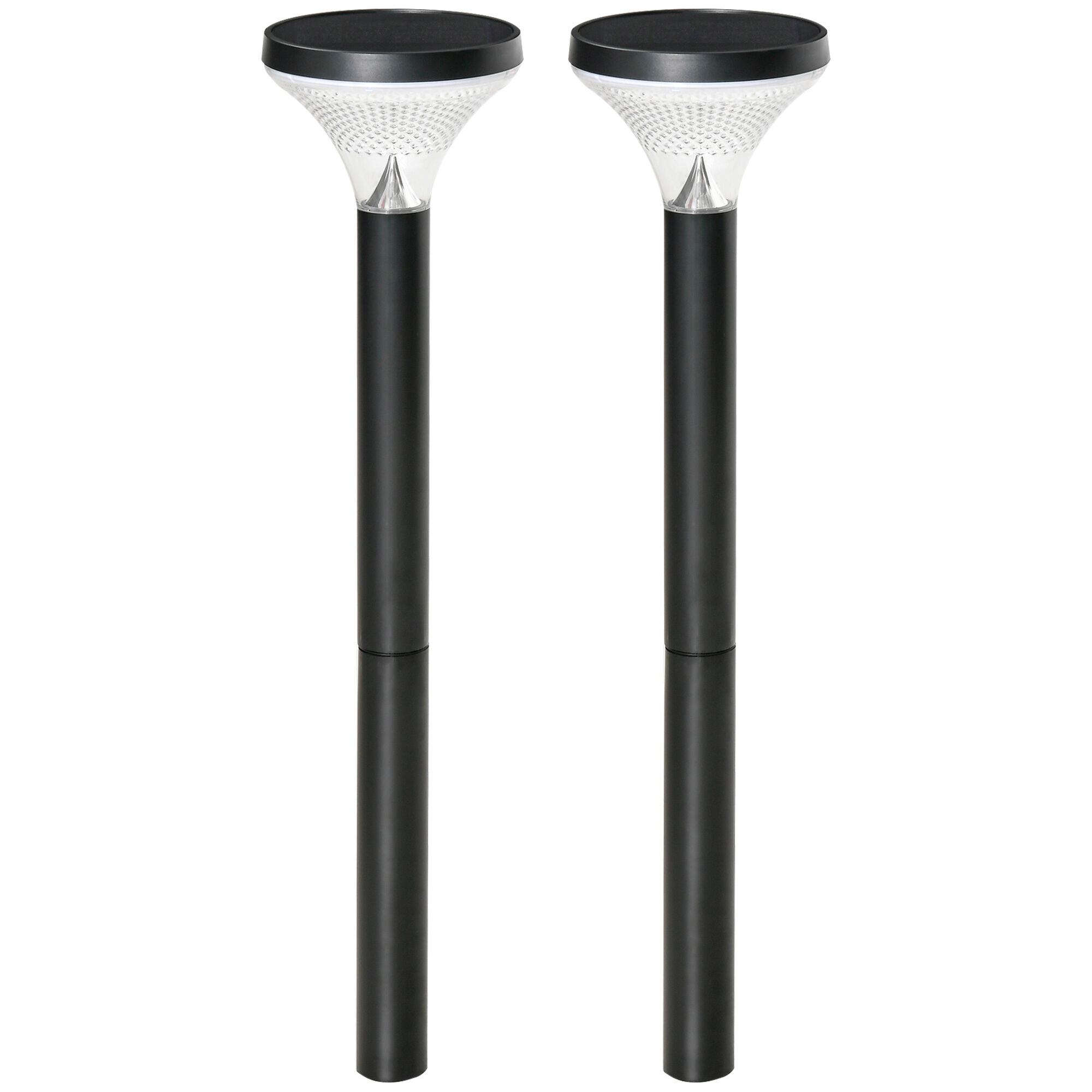 Outsunny 2 L&aacute;mparas de Camino de Pie Altura 91,5 cm con Luces LED Solares Sensor de Noche Crepuscular y Brillo Variable Set de 2 Faroles de Jard&iacute;n IP44 para Patio Parque Exterior Negro, , large Imagen numero 1