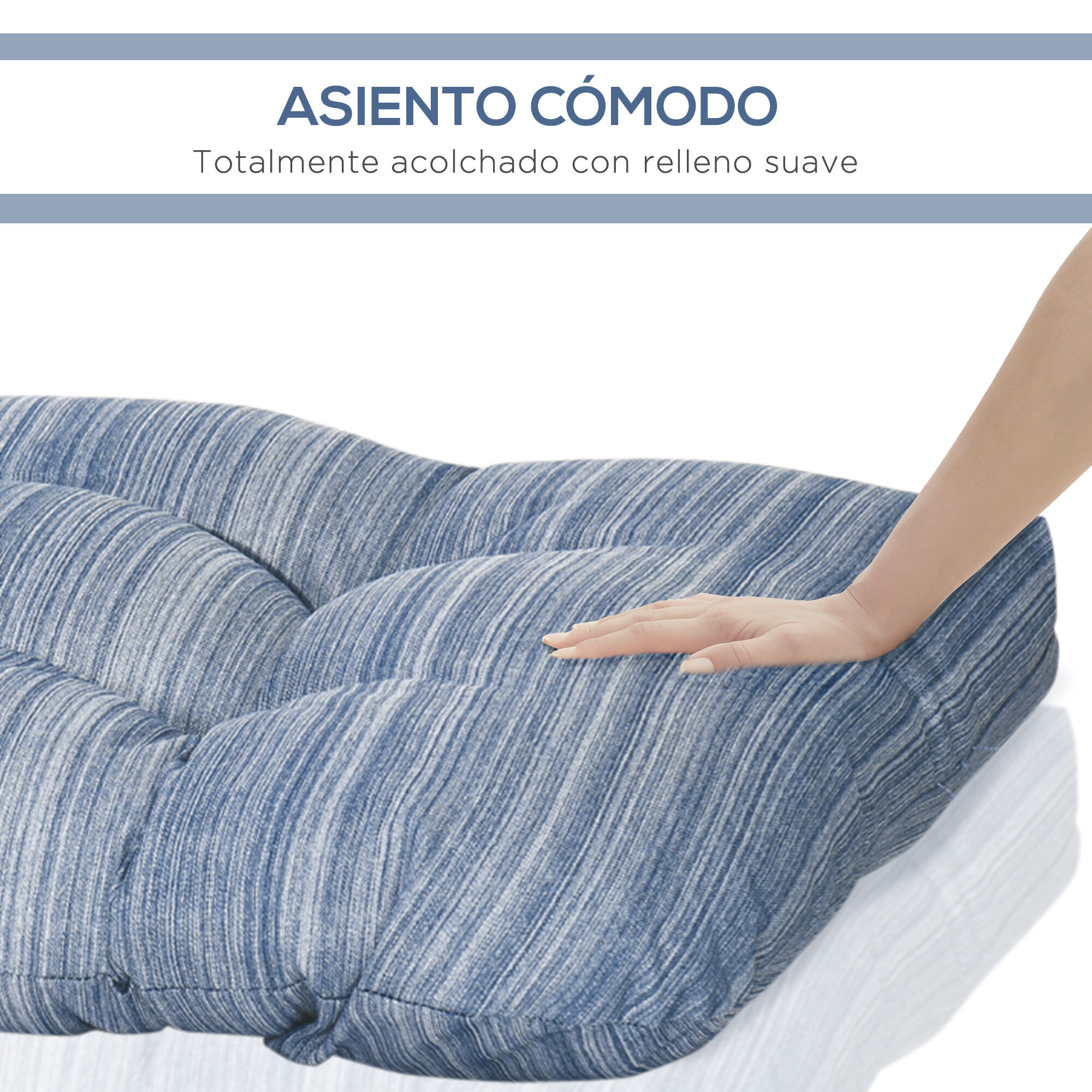 Outsunny Coj&iacute;n para Banco de 2 Plazas 110x48x8 cm Coj&iacute;n Rectangular para Interiores y Exteriores Lavable con 8 Puntadas y Asiento C&oacute;modo para Sillas Sof&aacute;s Azul, , large Imagen numero 5