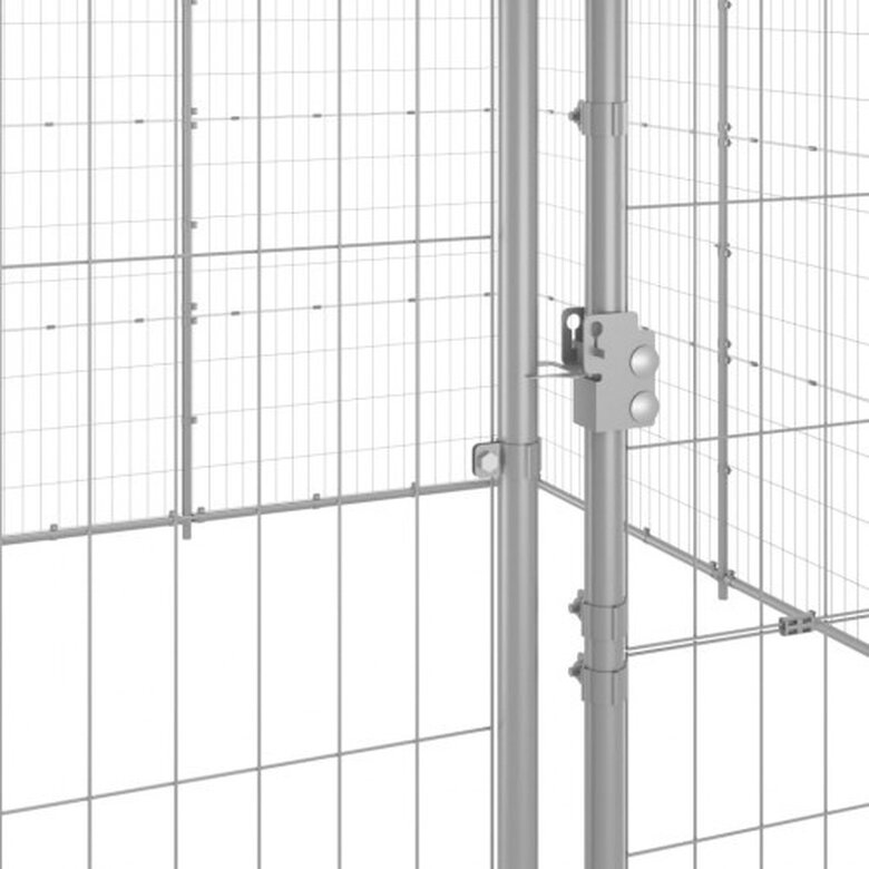 Vidaxl jaula con malla alrededor plateado para mascotas, , large image number null