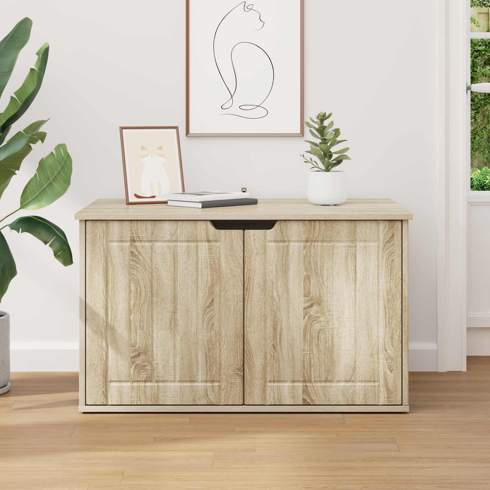 vidaXL Casa para Gatos Sonoma 85 x 55 x 53,5 cm Madera de ingenier&iacute;a, , large Imagen numero 5