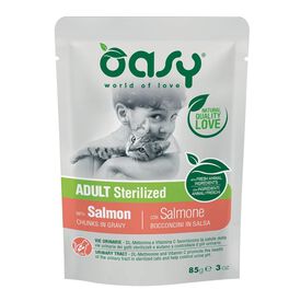 Oasy Adulto Esterilizado Trozos de Salm&oacute;n en salsa para gatos