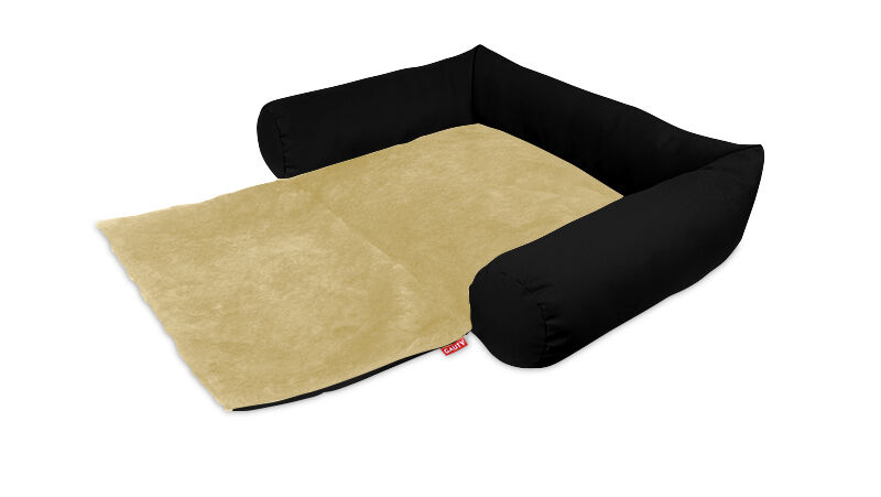Gauty Cama Redonda para Perros y Gatos  Tela Impermeable y pelo - Negro y beige, , large Imagen numero 1