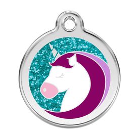 Red dingo Placa identificativa Purpurina Unicornio Aqua para perros