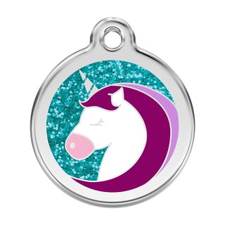 Red dingo Placa identificativa Purpurina Unicornio Aqua para perros