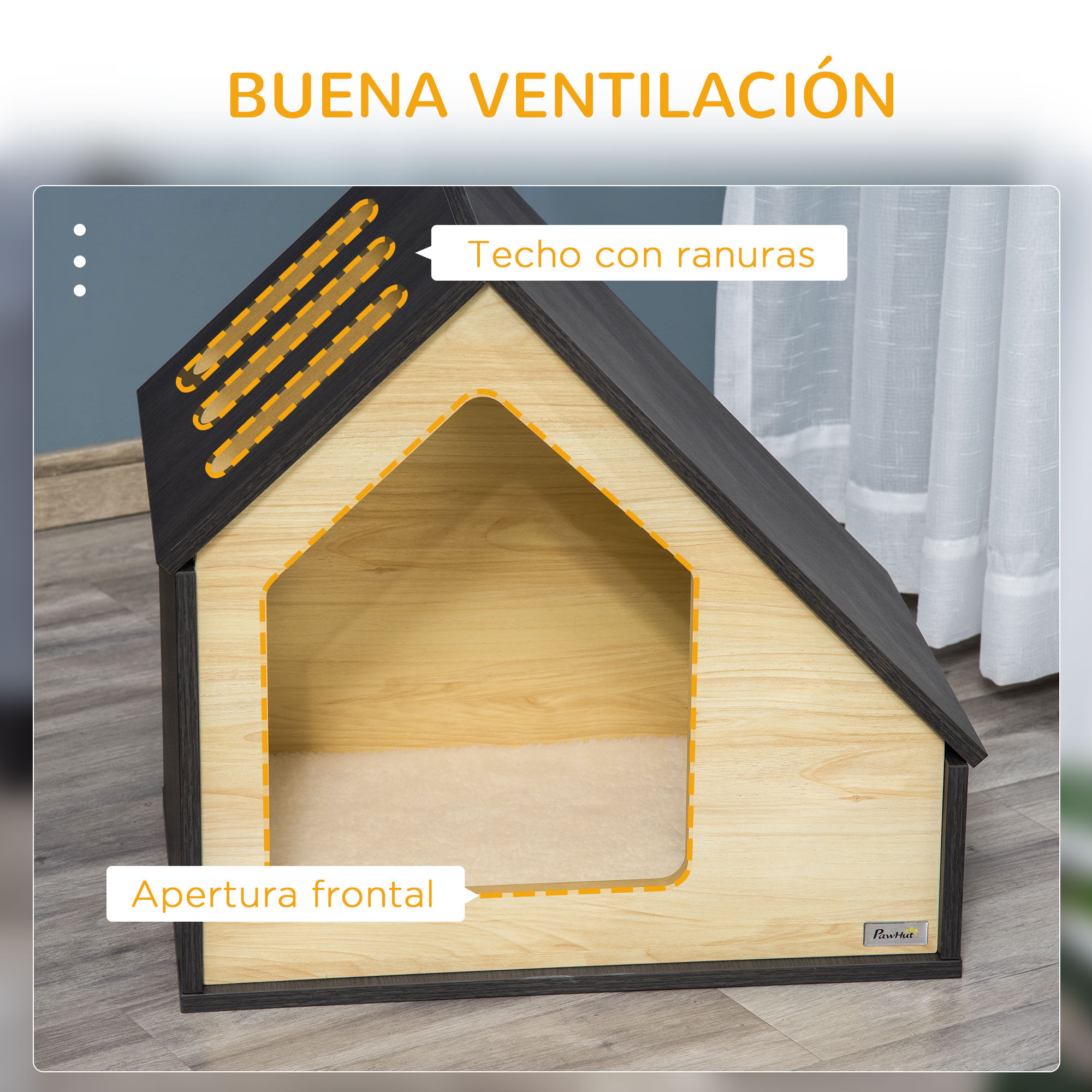 PawHut Caseta de Madera para Perros Perrera, , large Imagen numero 5
