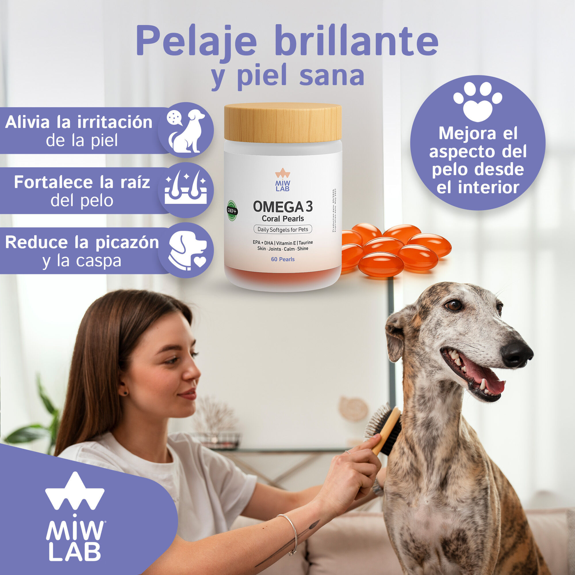 MIWLAB Suplemento Natural Pelaje para perros y gatos thumbnail