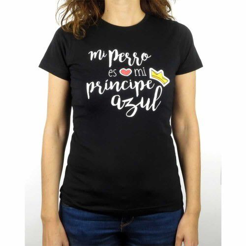 Camiseta mujer &quot;Mi perro es mi príncipe&quot; color Negro thumbnail