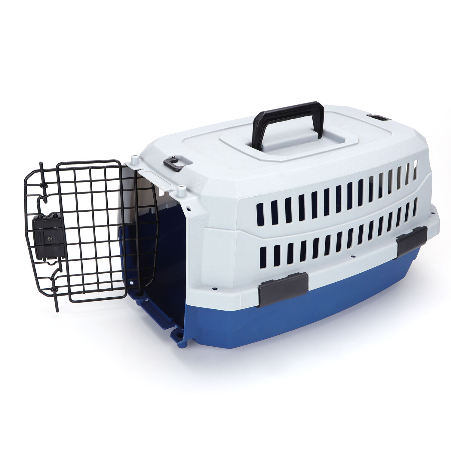 Nobleza Transportin Gato Perro Peque&ntilde;o, Transportin para Gatos Perro Port&aacute;til y Transpirable, Mascotas Perros Gatos Accesorios, Transport&iacute;n de Pl&aacute;stico, 47x31x26 CM, Azul & Gris, , large Imagen numero 5