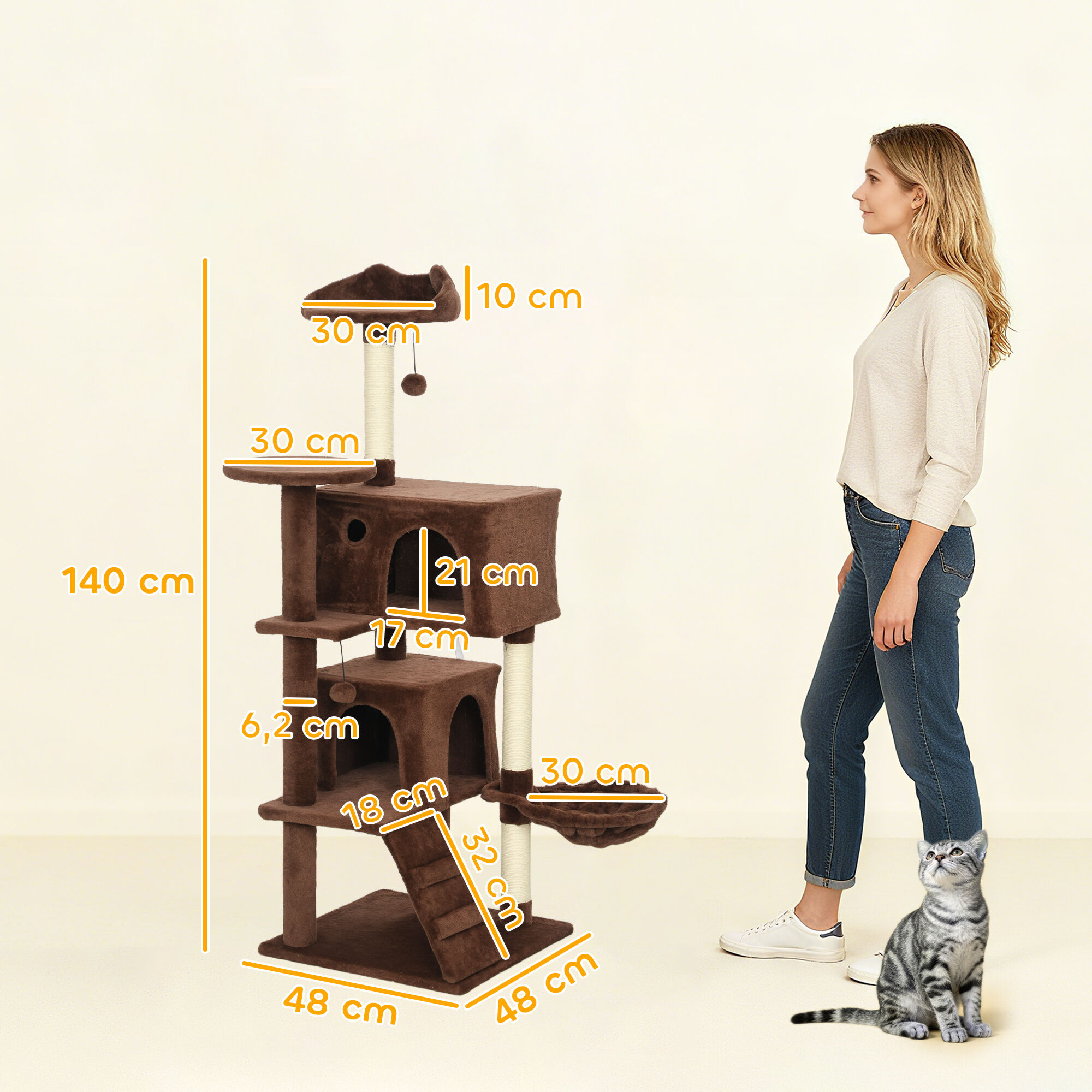 PawHut &Aacute;rbol para Gatos Marr&oacute;n, , large Imagen numero 13