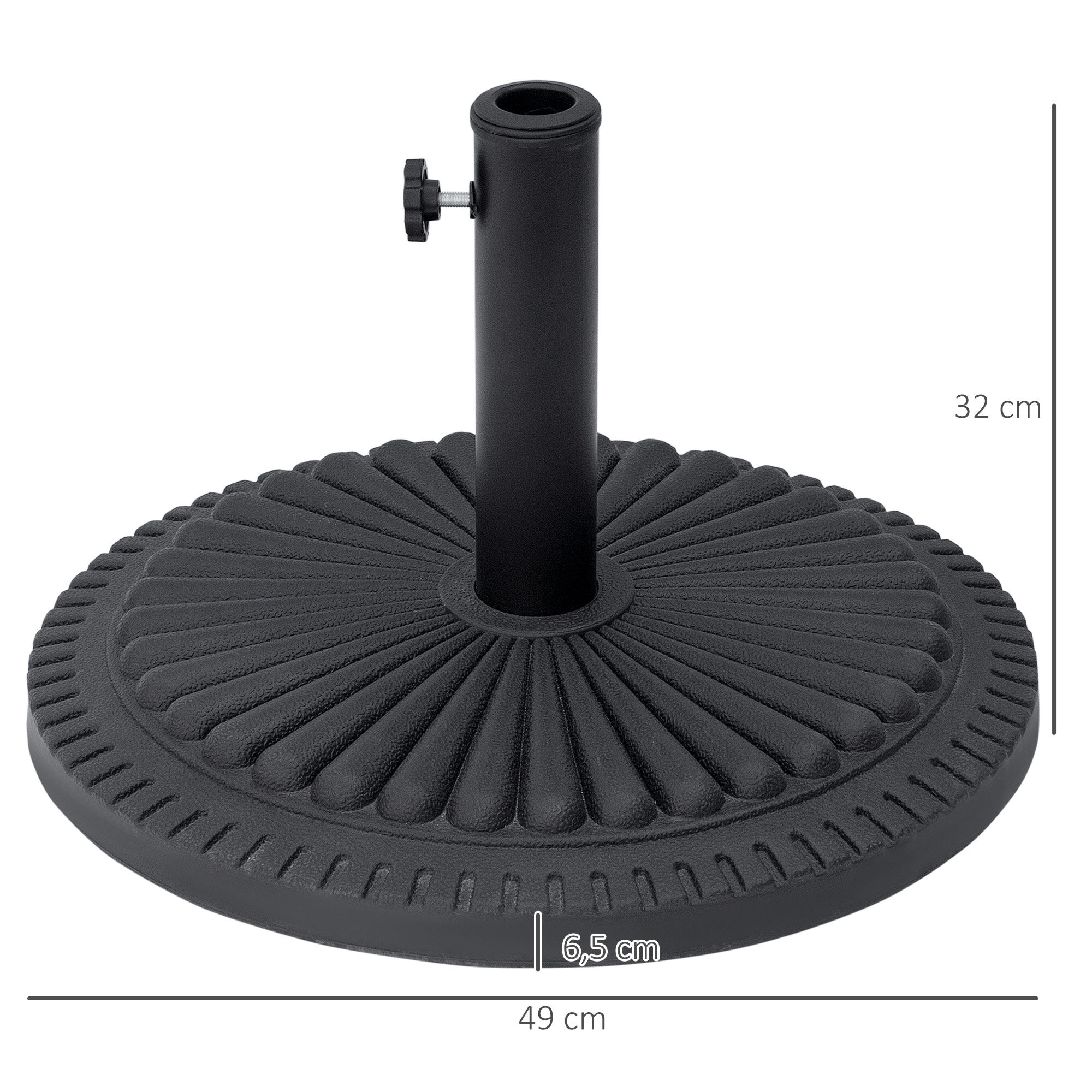 Outsunny Base para Sombrilla de Jard&iacute;n Peso Neto 15 kg Soporte de Parasol Apto para Postes de 35mm/38mm/48mm Rellena de Cemento Metal para Terraza Exterior &Oslash;49x32 cm Negro, , large Imagen numero 3