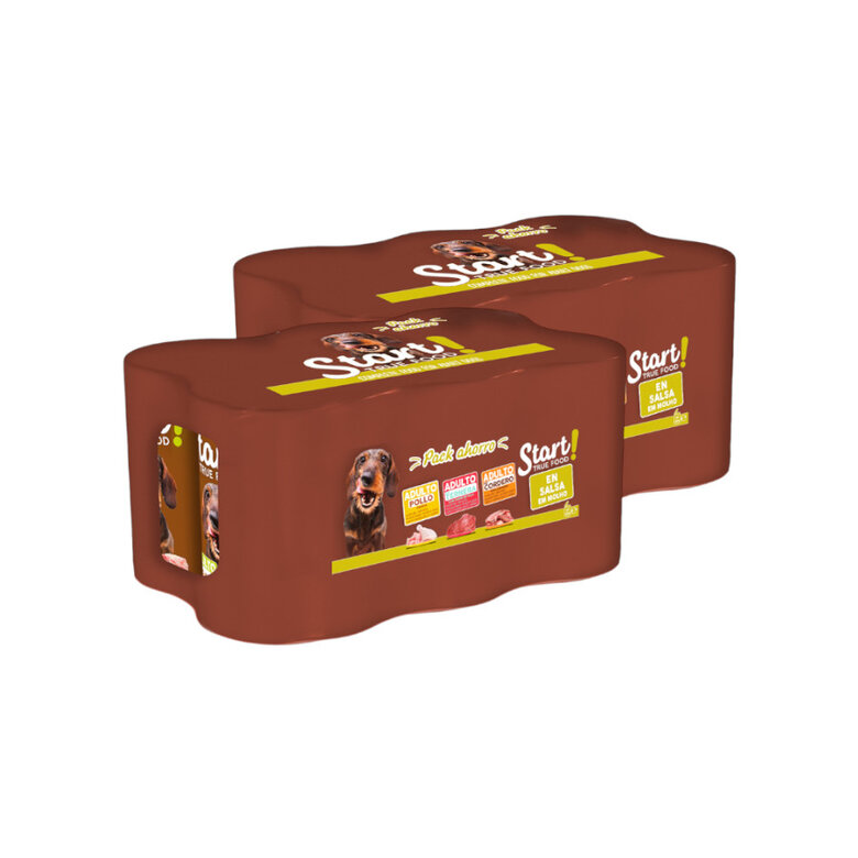 12 latas x 400 g Start! Adult Pollo, Ternera y Cordero en Salsa lata para perros ¡Pack ahorro!