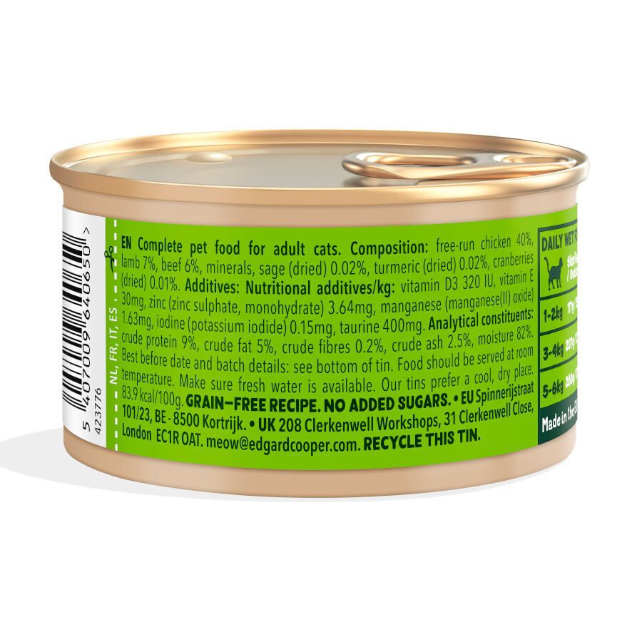 Edgard &amp; Cooper Adult Trocitos de Cordero y Pollo en Salsa lata para gatos thumbnail