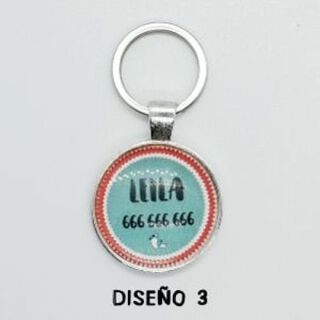 Chapa identificativa círculo rojo para perros color Verde agua