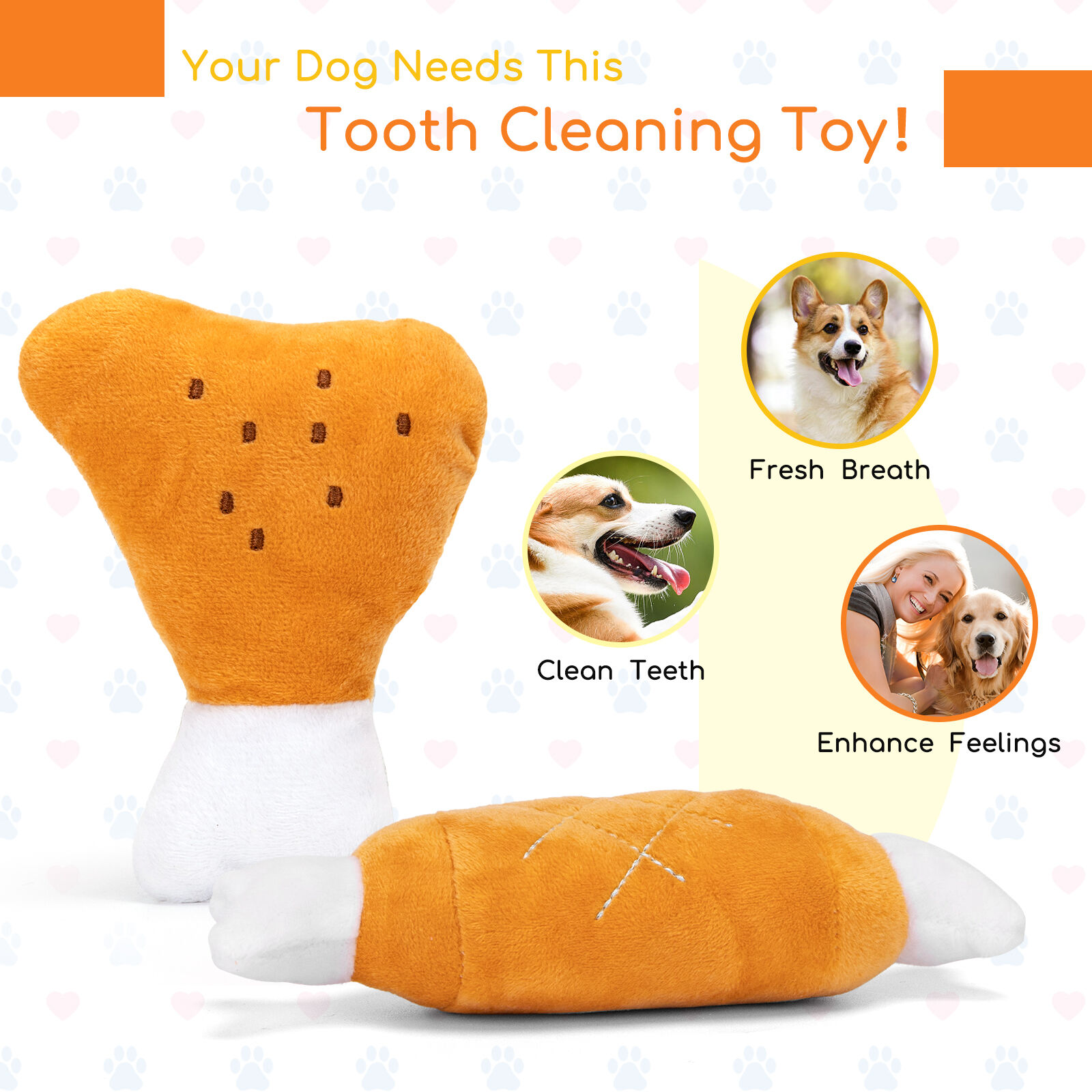 Nobleza Juguetes para Perros Sonido Resistentes Interactivos, 2 Unidad Peluche para Perro en Forma de Huesos, Regalos para Perros  Cachorros Grandes Peque&ntilde;os, , large Imagen numero 3