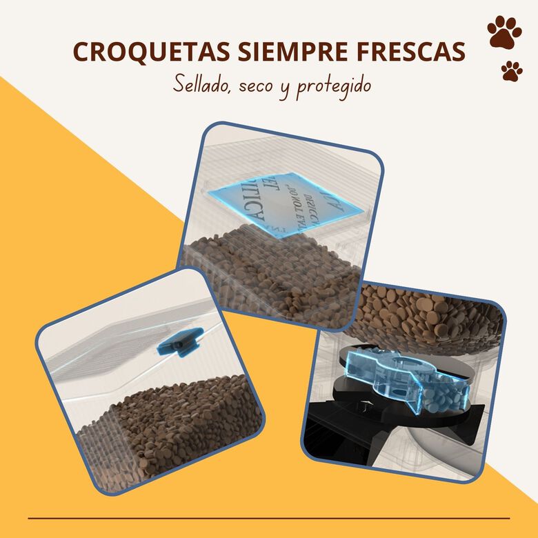 Comedero automático para mascotas Oneisall PFD-002 CW15006 - Comedero automático para mascotas - Dispensador inalámbrico - Para gatos y perros - Alimento seco - Control preciso de porciones - Depósito de 5 l - Apto para 2 gatos thumbnail