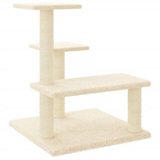 VidaXL Rascador con postes de sisal y plataformas color crema para gatos