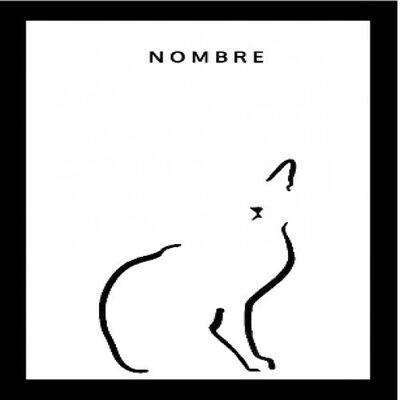 Ilustración Gato doméstico A4 marco negro color Blanco