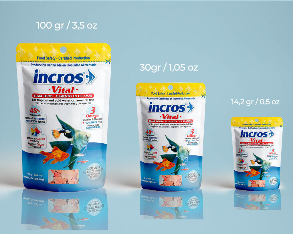 COMIDA EN ESCAMAS PREMIUM PARA PECES TROPICALES INCROS VITAL - REALZA EL COLOR NO ENTURBIA EL AGUA, , large Imagen numero 3