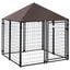 PawHut Perrera de Exterior con Techo 141x141x153 cm Corral para Perros de Jardín Parque para Mascotas con Malla de Metal y Puerta con Cerradura para Terraza Balcón Patio Negro, , large indicador imagen numero 1
