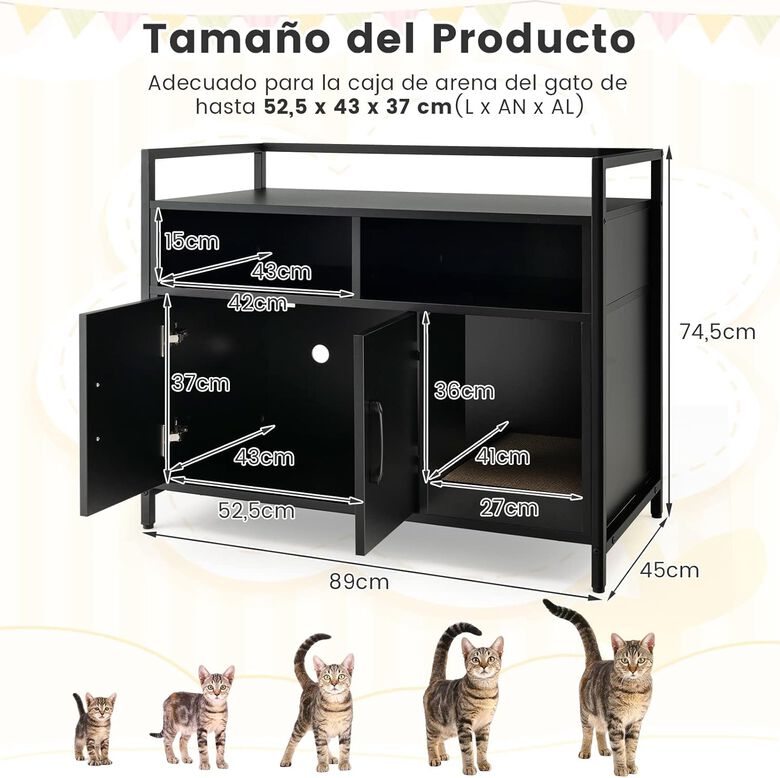 COSTWAY Mueble de Madera con estante negro para Gatos thumbnail