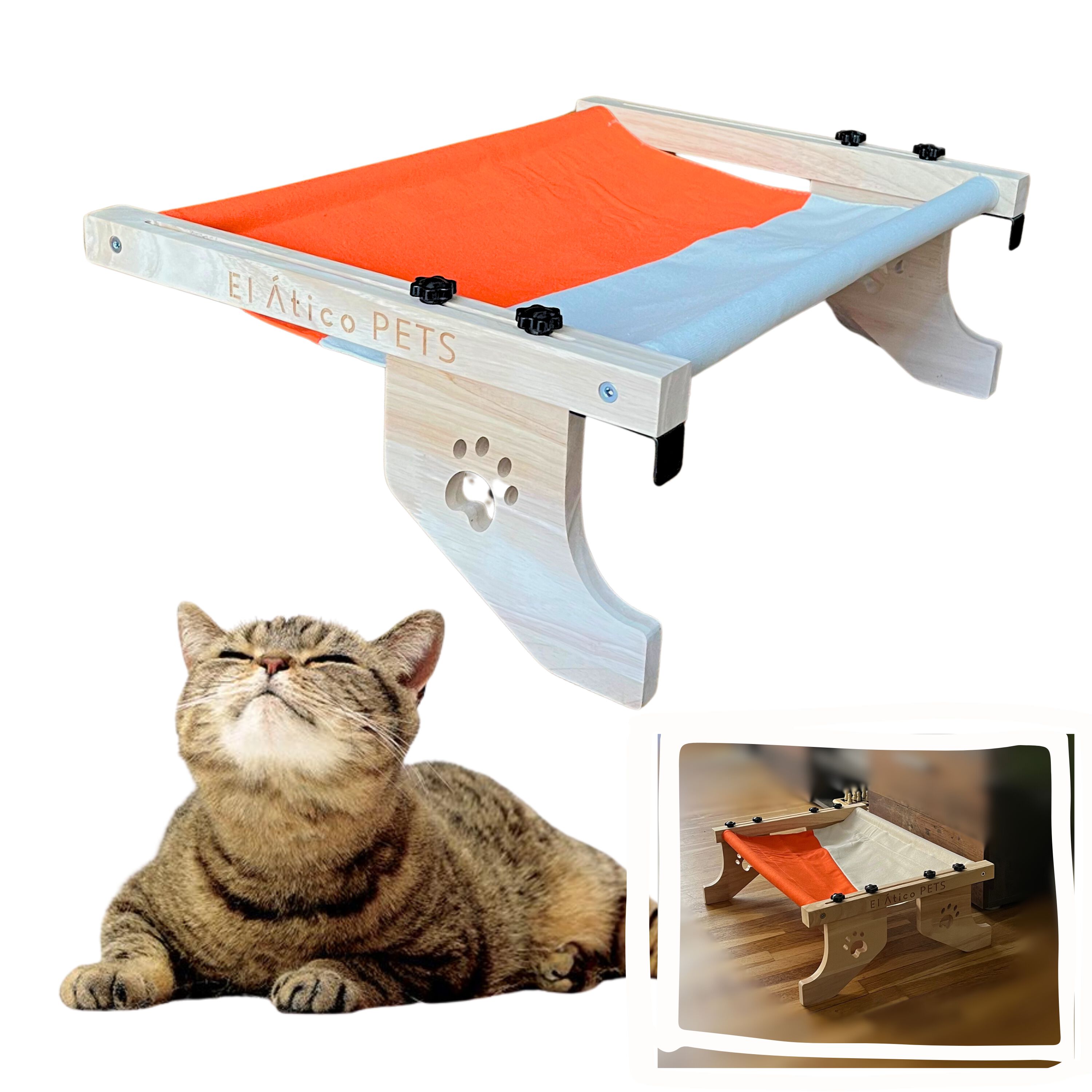 EL &Aacute;TICO PETS Hamaca Gato Ventana. Uso Colgante a 2 Patas o en Suelo con 4 Patas. Cama Gato Radiador. Hamaca Ventana Gato. Cama para Gatos Grande. Cat Bed. Camita para Gatos, , large Imagen numero 2