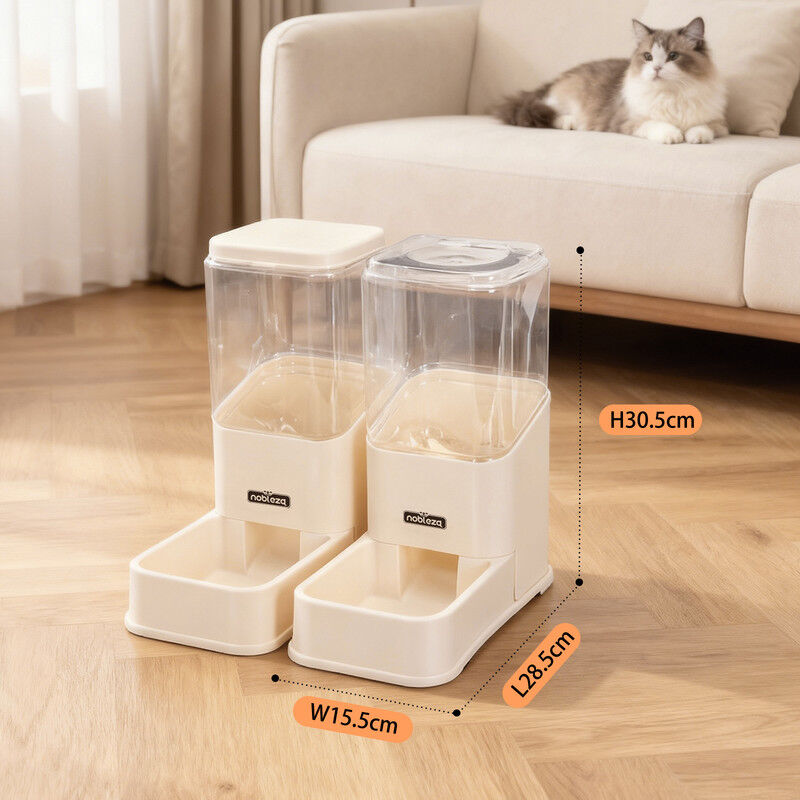 Nobleza Dispensador Autom&aacute;tico para Perros y Gatos, Comedero y Bebedero por Gravedad, Dep&oacute;sito Transparente, Sin Electricidad,, Blanco, , large Imagen numero 5
