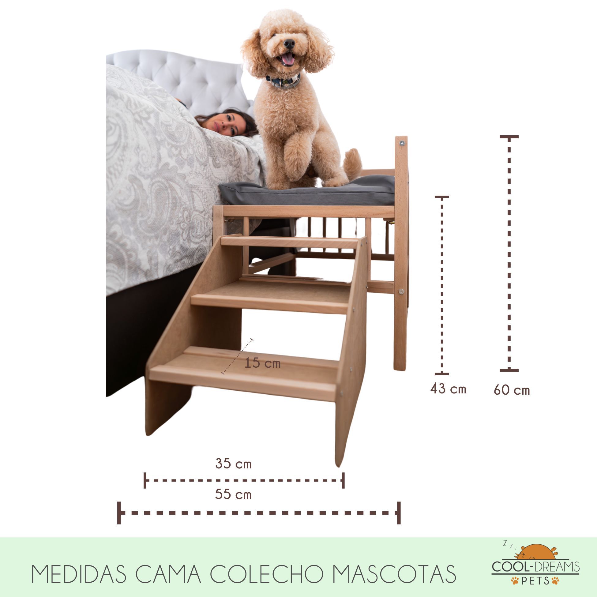 Cool-Dreams Pets Cama Madera Impermeable para perros y gatos thumbnail