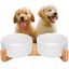 Edipets comedero doble de porcelana y bambú blanco para mascotas, , large indicador imagen numero 1