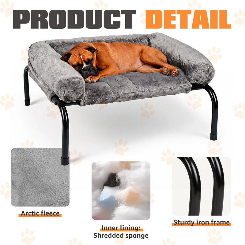Nobleza Cama Elevada Sof&aacute; para Perros (XL-122*71*32cm) - Cama 2 en 1 Invierno/Verano con Coj&iacute;n de Felpa Desmontable, Cama T&eacute;rmica y Transpirable para Exterior e Interior, Gris, , large Imagen numero 16