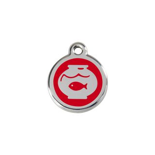 Red Dingo Placa identificativa Acero Inoxidable Esmalte Pecera Rojo para gatos