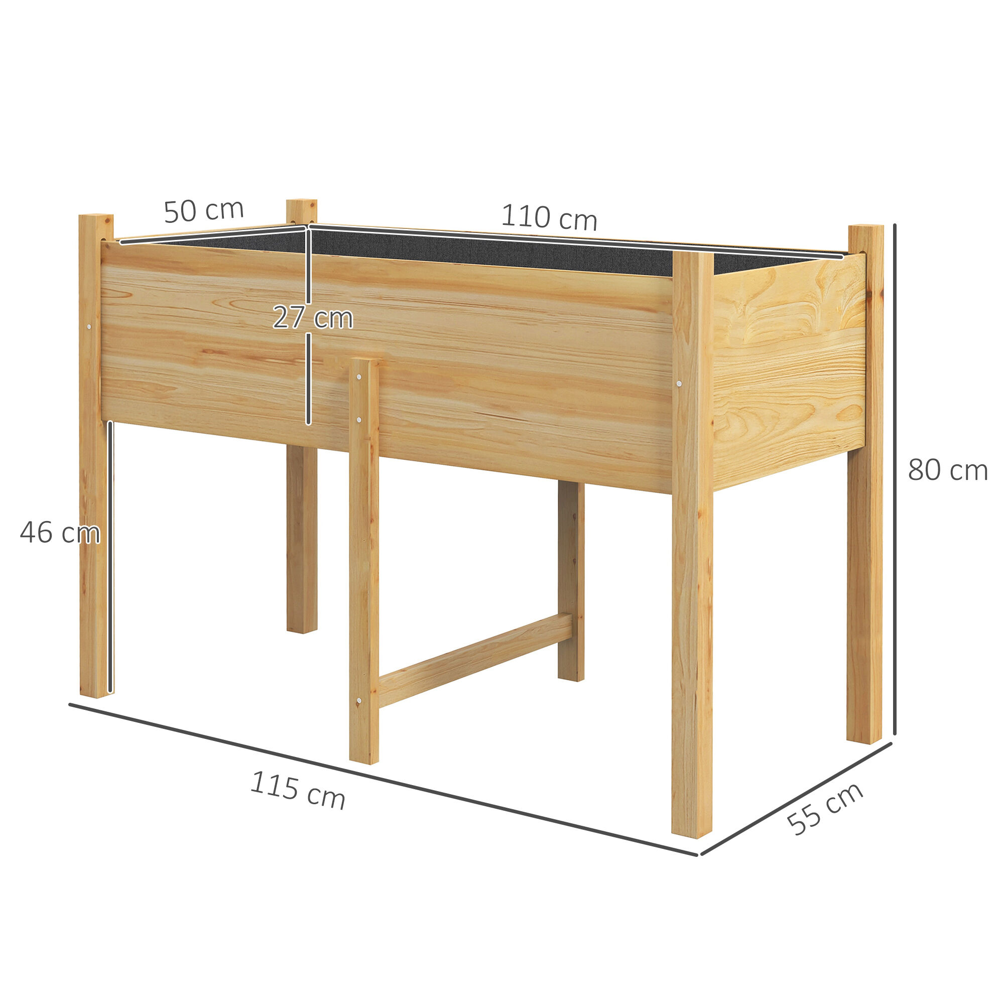 Outsunny Mesa de Cultivo Madera Natural, , large Imagen numero 3