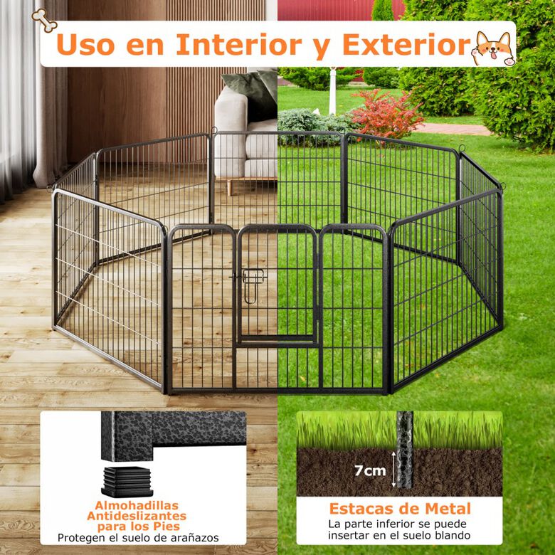 COSTWAY Parque Plegable de Metal Negro para Perros y Gatos thumbnail