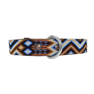 Loyal Collar de Piel Artesanal Azul y Marrón para perros