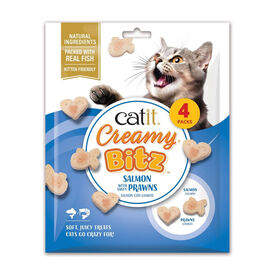 Snacks Catit Creamy Bitz Salm&oacute;n con Gambas, 4 x 12 g
