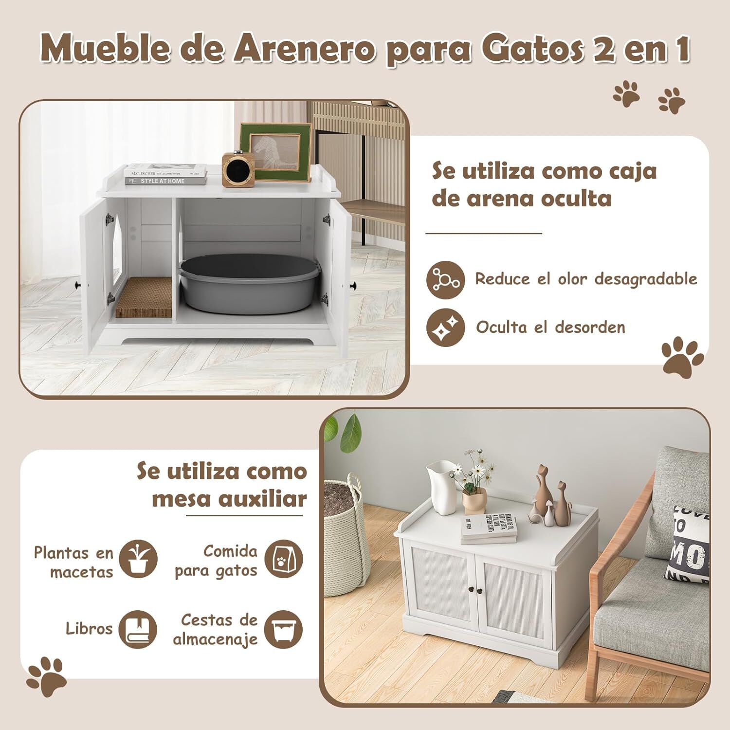 COSTWAY Arenero con Tablero Rascador para Gatos thumbnail