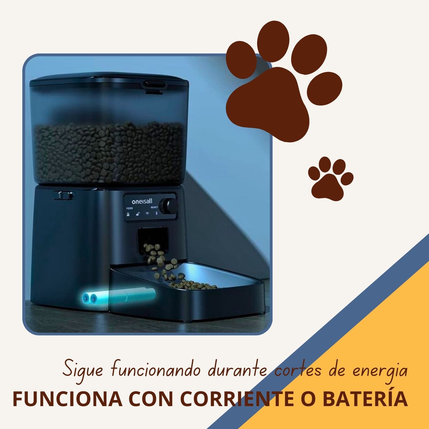 Comedero autom&aacute;tico para mascotas Oneisall - PFD-001 - Comederos para mascotas - Negro - Dispensador de comida para perros y gatos, , large Imagen numero 4