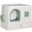 PawHut Arenero Cerrado para Gatos Caja de Arena para Gatos con Bandeja Extraíble Entrada con Cortina Pala y Filtro Desodorizante 50x40x40 cm Blanco, , large indicador imagen numero 3