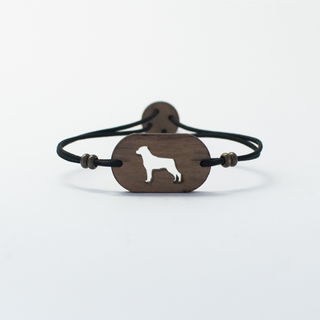 Pulsera de madera Rottweiler personalizable color Negro