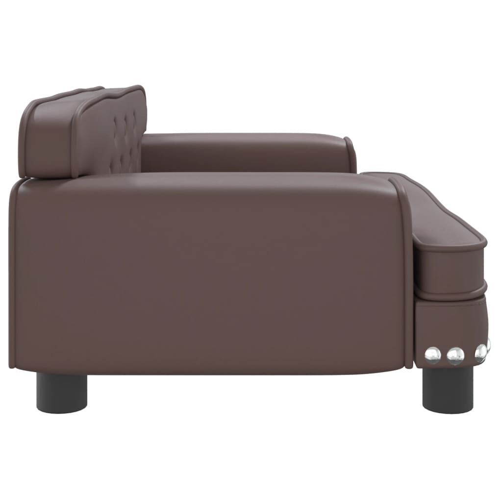 vidaXL Cama para perros de cuero sint&eacute;tico marr&oacute;n 70x45x30 cm, , large Imagen numero 3