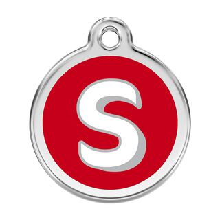 Red Dingo Placa identificativa Acero Inoxidable Esmalte Alfabeto Letra S Rojo para perros